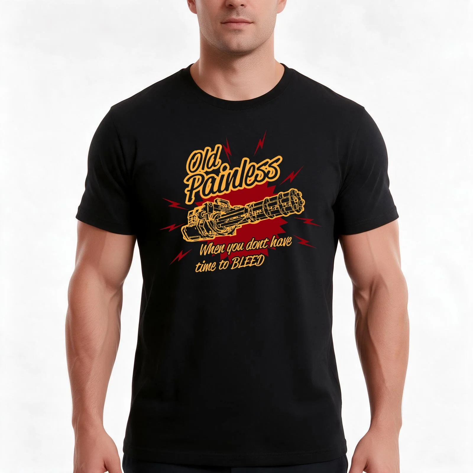 Old Painless - When you don't have time to bleed! T-Shirt, Summer Casual Cotton Tee, Oversized Streetwear Tops, Unisex Men Women