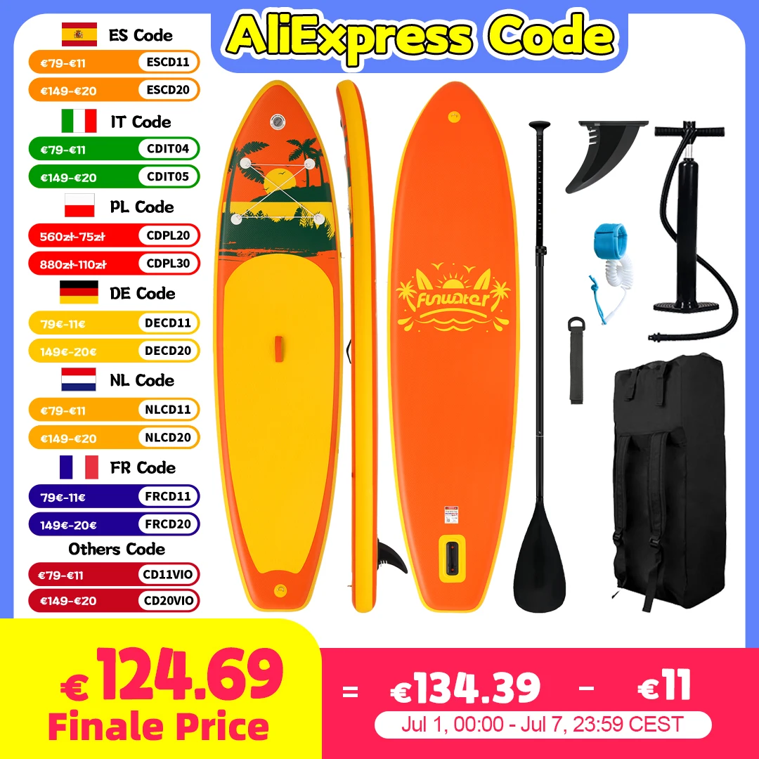 Funwater 11'/11'6" SUP Board Aufblasbares Surfbrett Stand-Up-Paddle-Board Aufblasbares SUP Paddleboard mit Zubehör