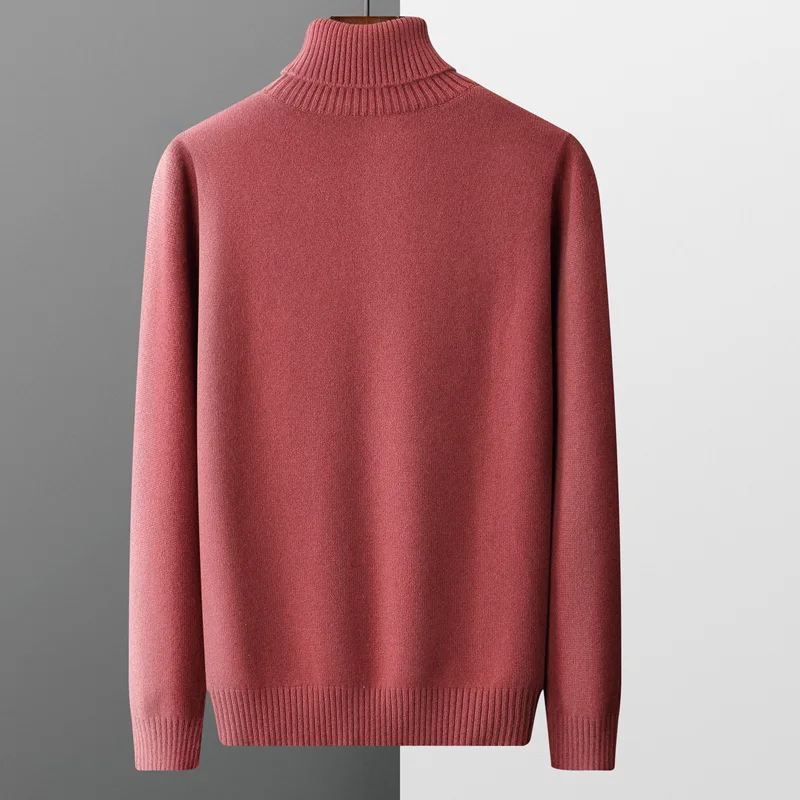 Autumn and winter new cashmere sweater men\'s turtleneck thickened 100% pure wool sweater youth loose top warm knit coat