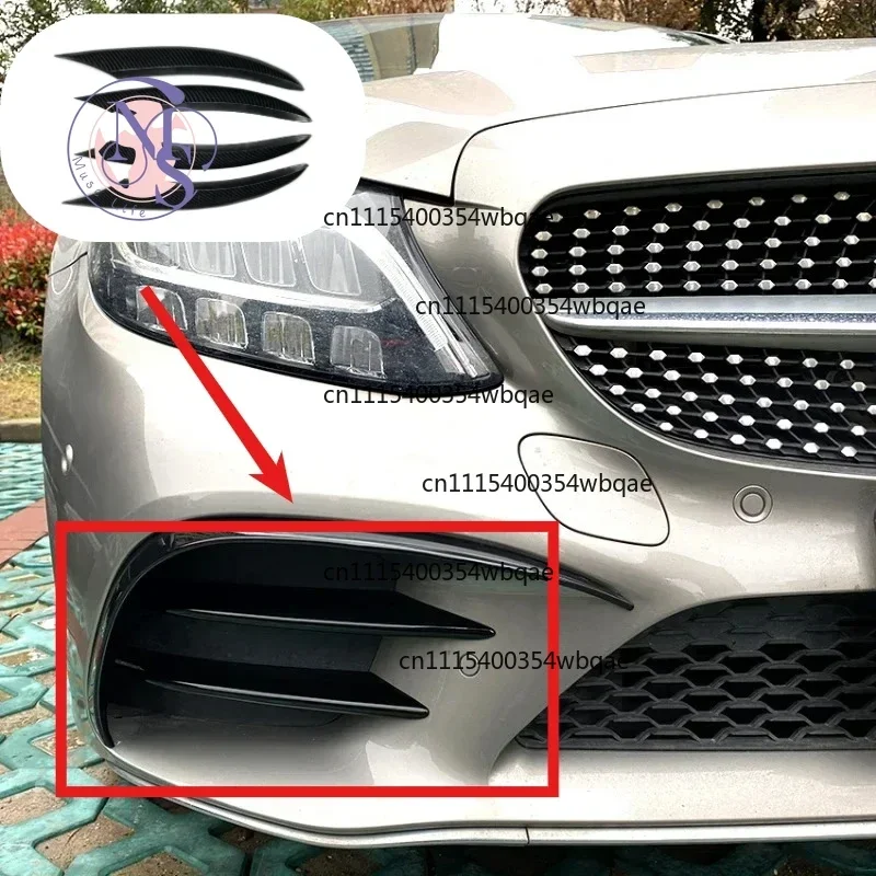 ZOCI-FOR-4Pcs Front Bumper Fog Lamp Decor Trim Cover For W205 C-Class C200 C260 Sport 2019-2021 Auto Exterior Styling Parts