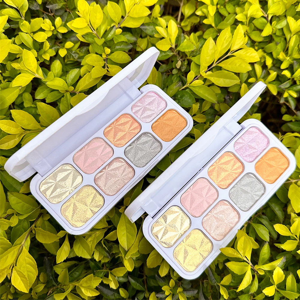 8色アイシャドウ高光沢フェイスリフトプレート、グリッターパウダーパールライト防水、ステージアイシャドウフラッシュフィルムアイシャドウプレート