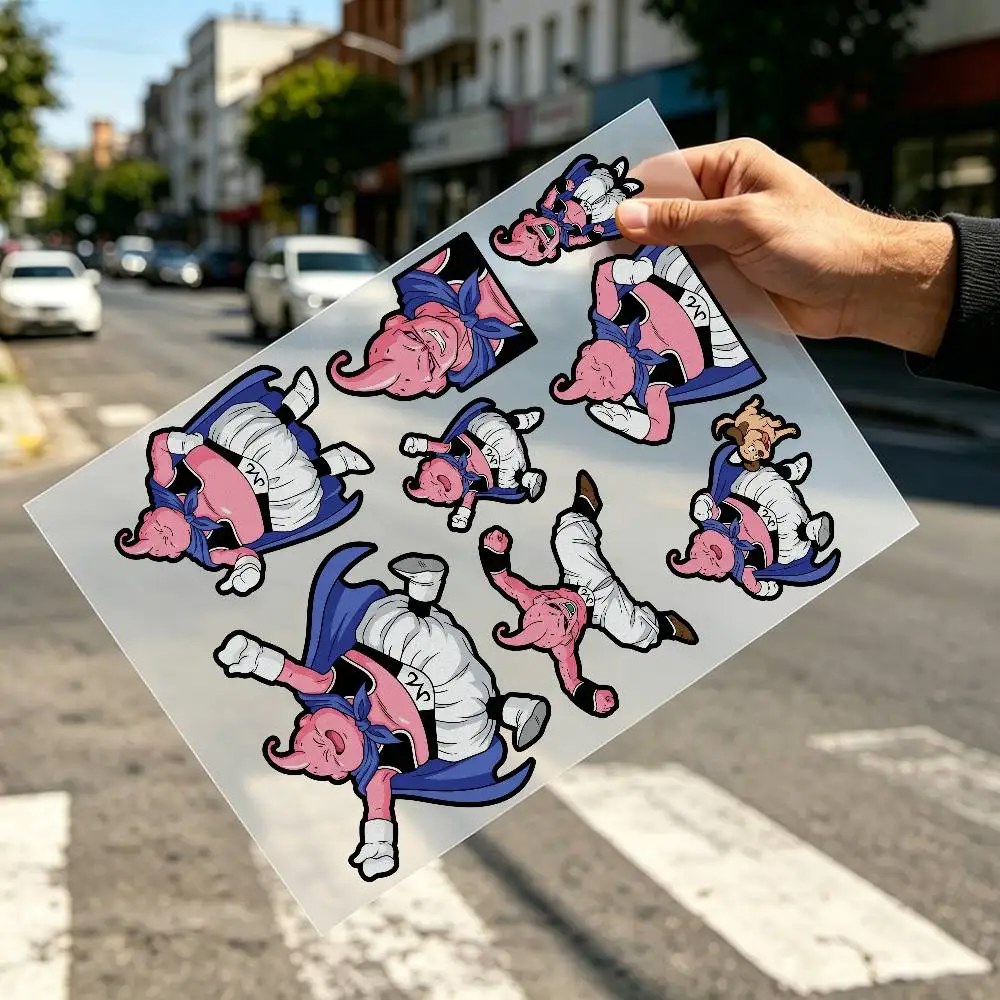 Anime Majin Buu Car Reflective Sticker  Multi‑Use Safety Decal for Motorcycle Bicycle Helmet  Night Guard Glow Tape