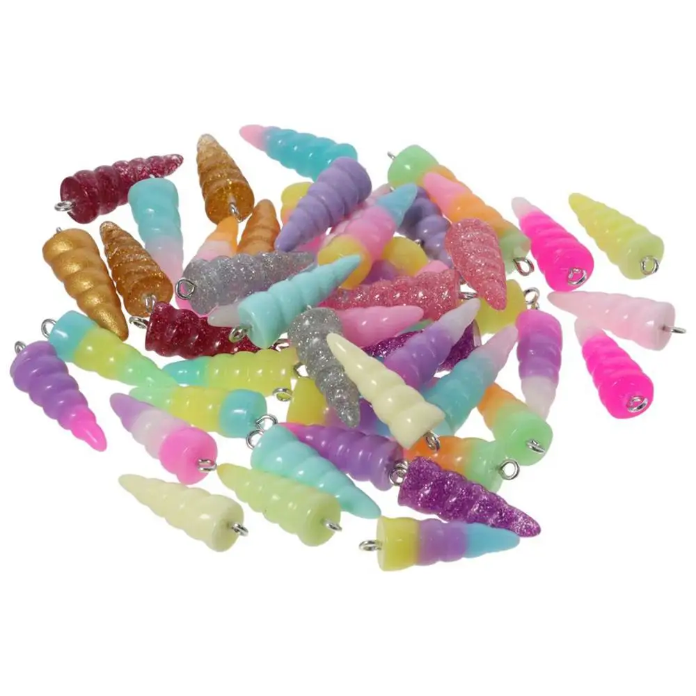 

Charms for Ring Resin Glitter Horn Charm Multicolor Loose Beads Resin Key Chain Bracelet Making Jewelry Accessories