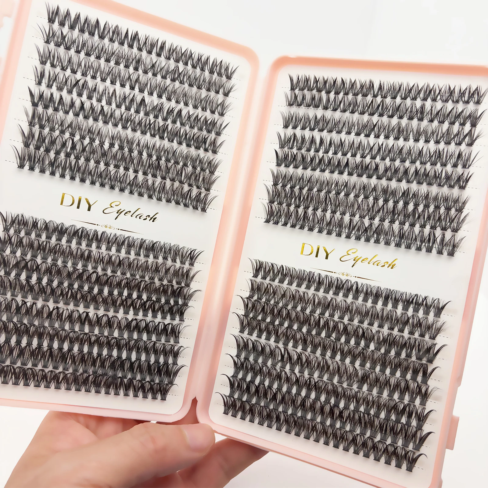 Individual Lashes 10-14mm 640pcs Cluster Lashes Natural Look Mixed Tray DIY Eyelash Extension Volume Clusters