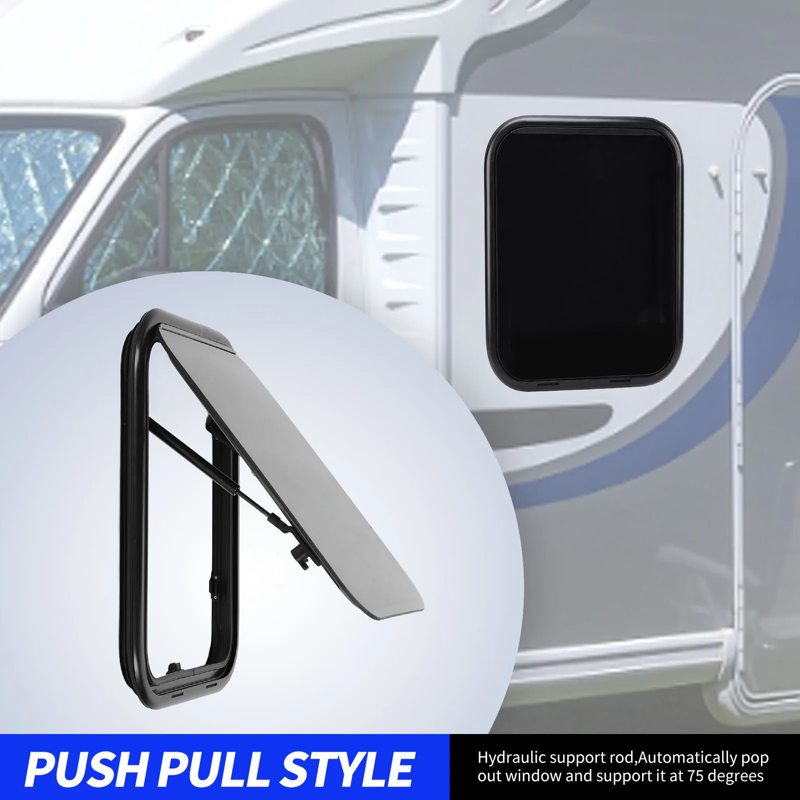 16 × 20 بوصة نافذة RV زاوية مستديرة طبقة مزدوجة من الأكريليك قضيب دعم هيدروليكي حماية الخصوصية لمقطورة القافلة #5