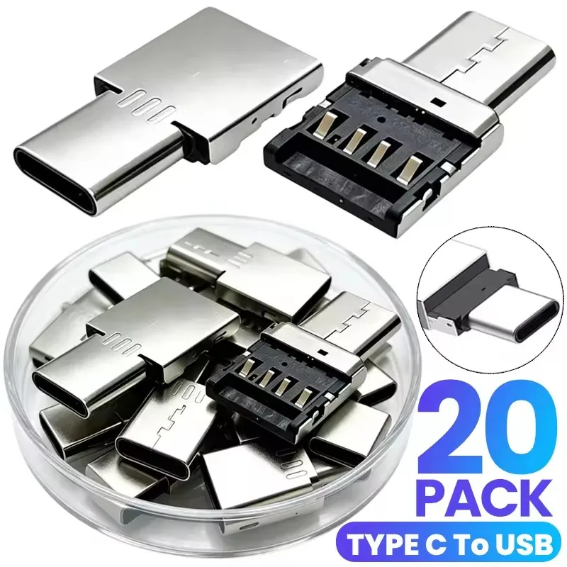 1-20Pcs USB-C Male to USB 2.0 Female Data Connector Mini USB C OTG Connector Adapter Type C To USB Adapte for Macbook Samsung