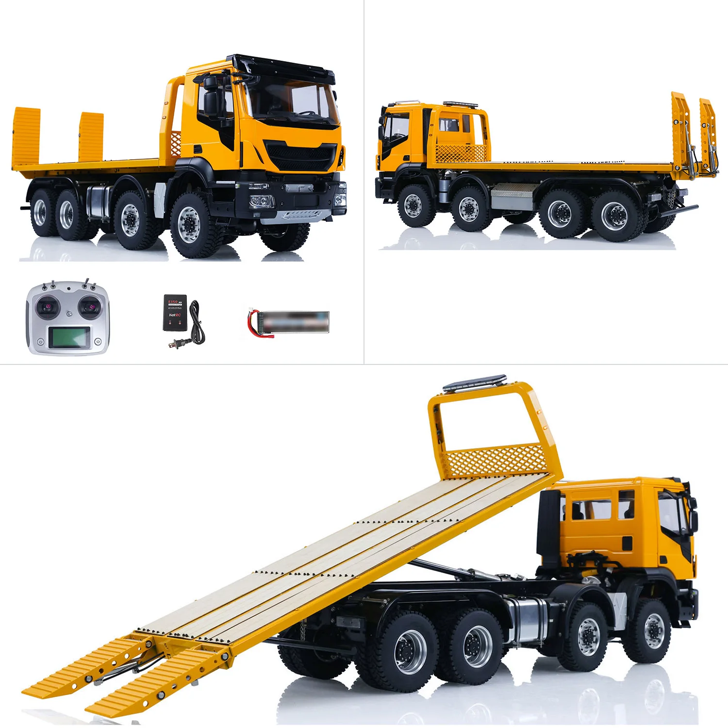 รถยกไฮดรอลิกบังคับวิทยุ 1/14 RC 8x8 2 สปีด รถกู้ภัยบนถนน ระบบล็อคเฟืองท้าย CNC ระบบไฟ ของเล่น