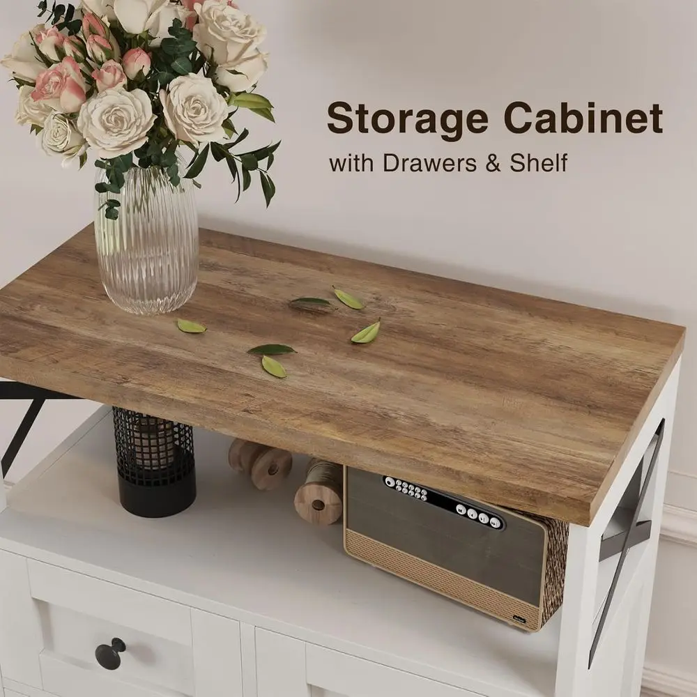 2-Door Storage Cabinet with Shelves, Freestanding Pantry Hutch, White for Kitchen, Laundry, Living Room