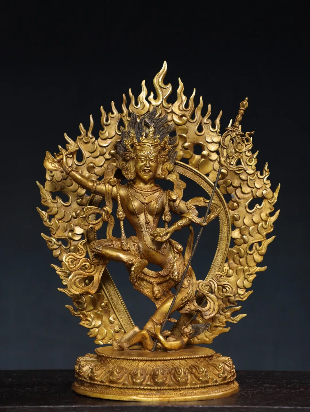 Tibetan brass gilt cinnabar painted vajra sea mother empty mother ornament home Buddhist hall supplies jewelry 35cm