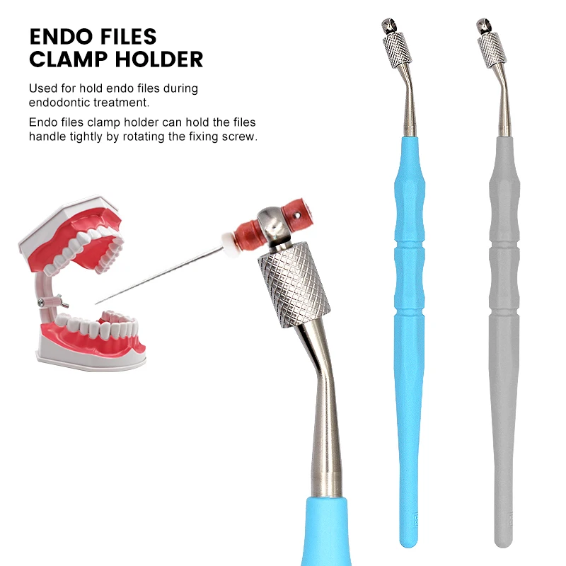 

1pc Manual root canal file holder with file holding handle, enlarged needle, oral equipment tool, blue gray stainless steel tool
