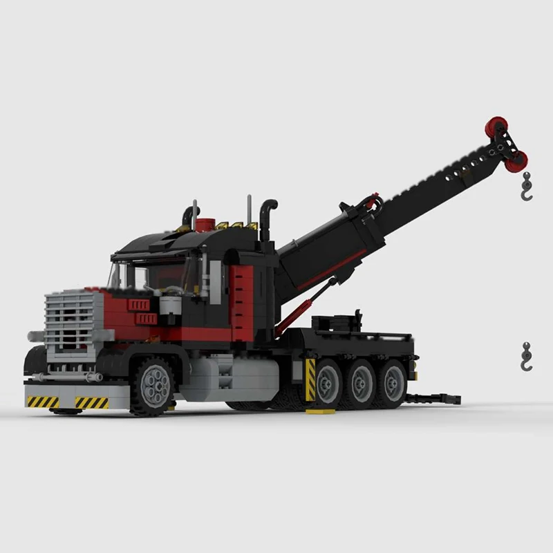 City Car Model MOC Building Bricks Rotator Tow Truck With V12 In Red Modular Technology Children Holiday Gifts Assemble Toy Suit