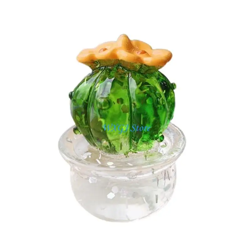 

37JE Resin Transparent Cactus Ornament Car Interior Potted Plant Decors Desktop Gadget Small Gifts Home Decoration Figurines