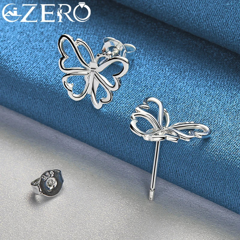 ALIZERO 925 Sterling Silver Hollow Butterfly Stud Earrings For Women Fashion Jewelry Wedding Party Elegant Charm Accessories