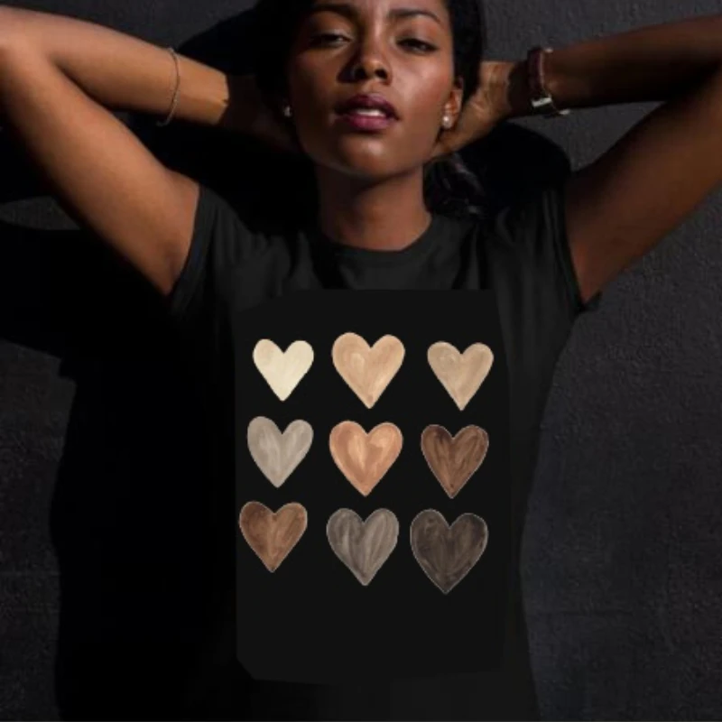 kuakuayu HJN Summer Casual Short Sleeve Pride BLM T-Shirts Melanin Hearts Black Girl Magic T Shirt Melanin Tshirt Graphic Tees