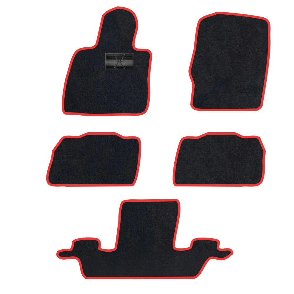 

Car Floor Mat For Ford Explorer 2020–2022 U625 MK6 6seats Polyester suede Anti Slip black Backing red Binding Trim Edge