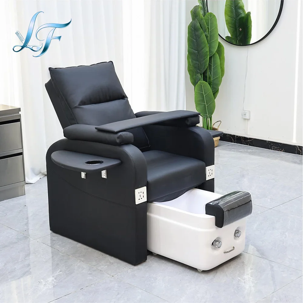 High End Nail Salon Pedicure Station Modern Electric Recline Foot Spa With Cup Holder And Phone Charger