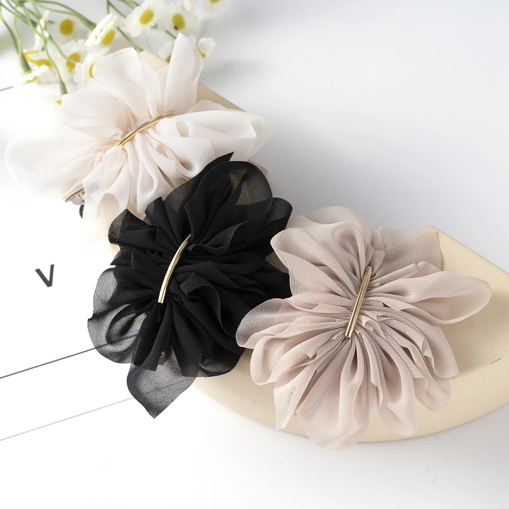 Große Frühling Haar Klaue Clips Frauen Metall Chiffon Blumen Pferdeschwanz Halter Haarnadel Haarspangen Mode Mädchen Haar Zubehör Hairgrip – Detail 6