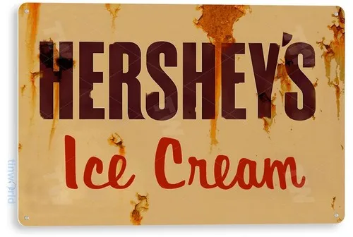 Letrero Metálico Decorativo de Helados Hershey's, Estilo Rústico, para Tienda, Salón o Cocina, A083