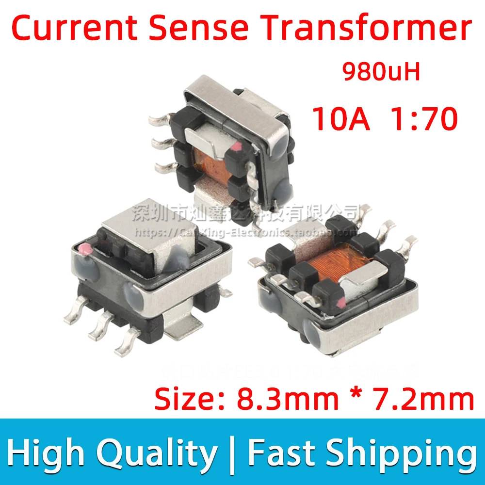 

5PCS SMD SMT Current Sense Transformer EE5.0 Precision 10A High Current Sensor Transformer Turns Ratio 1:70 980uH HM33-10070LF