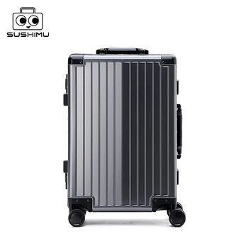 All-aluminum-magnesium alloy trolley suitcase, spinner wheel, aluminum alloy suitcase, metal box, password boarding – view 1