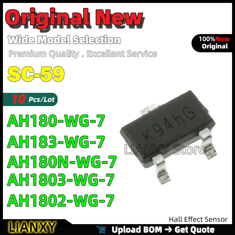 10pcs SC-59 AH180-WG-7 AH183-WG-7 AH180N-WG-7 AH1803-WG-7 AH1802-WG-7 Hall Effect Sensor New Original