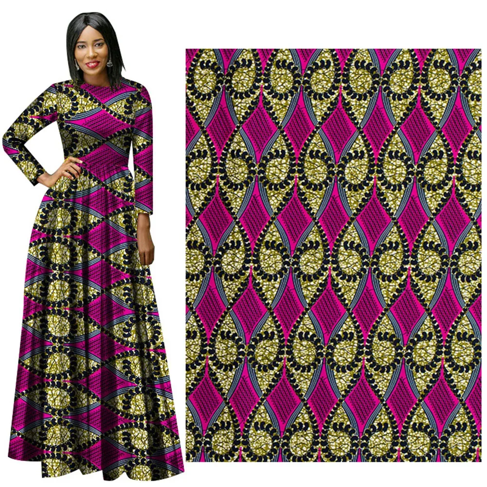 Most Popular African Real Wax Fabric Cotton Nigeria Style High Quality Ankara Golden Gold Print Wax Pagne For Party Dress