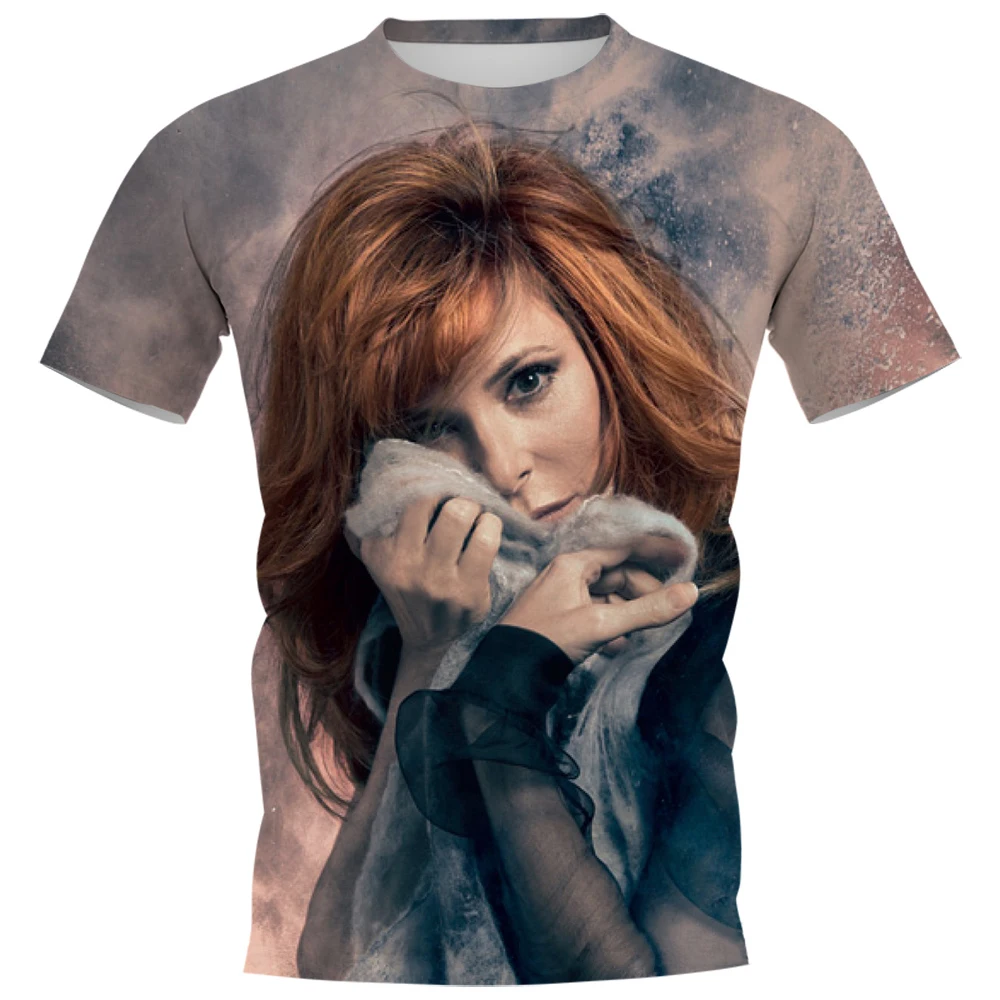 Summer Mylene Farmer T-Shirts Singer 3D Print Streetwear Men Women Casual Oversized Short Sleeve T Shirt Kids Tees Tops Clothing