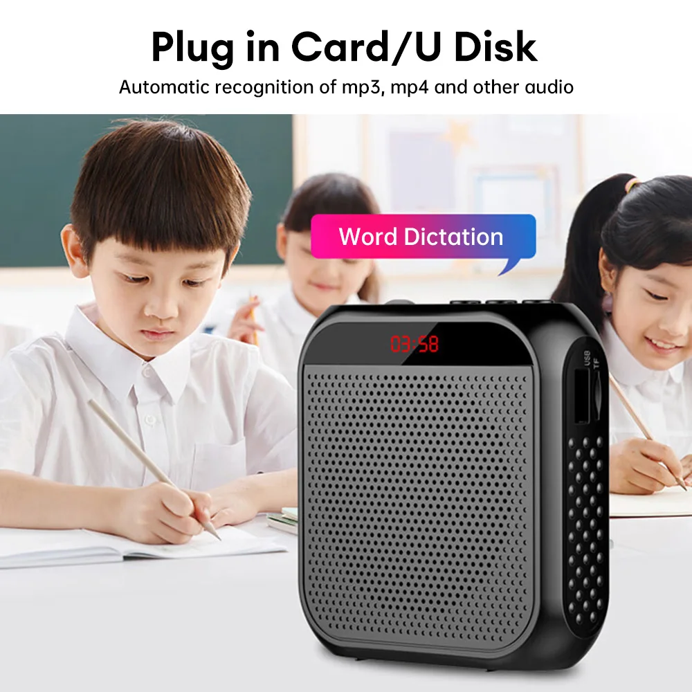 Amplificador de voz para profesores, altavoz Personal portátil multifuncional de 8W y 2200mAh con pantalla de micrófono