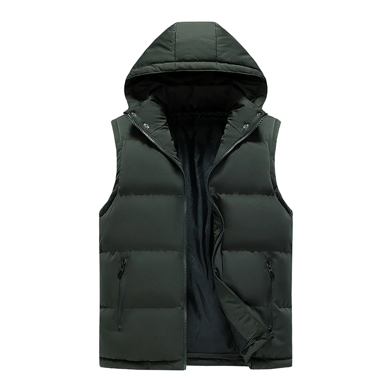 Japanese Hooded Down Vest Windproof Neck Protection Warm Practical Wear Simple Solid Color Design Fashion All-purpose Style Coat