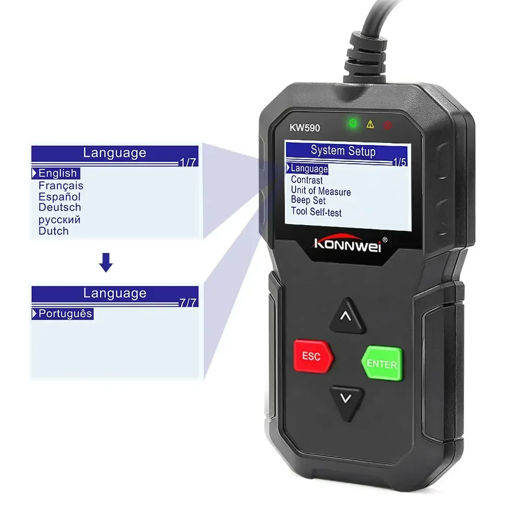 2025KONNWEI KW590 أداة مسح ضوئي تشخيصي تلقائي قارئ رمز السيارة مع السيارات الروسية obd 2 الماسح الضوئي أدوات السيارات دعم متعدد العلامات التجارية #4