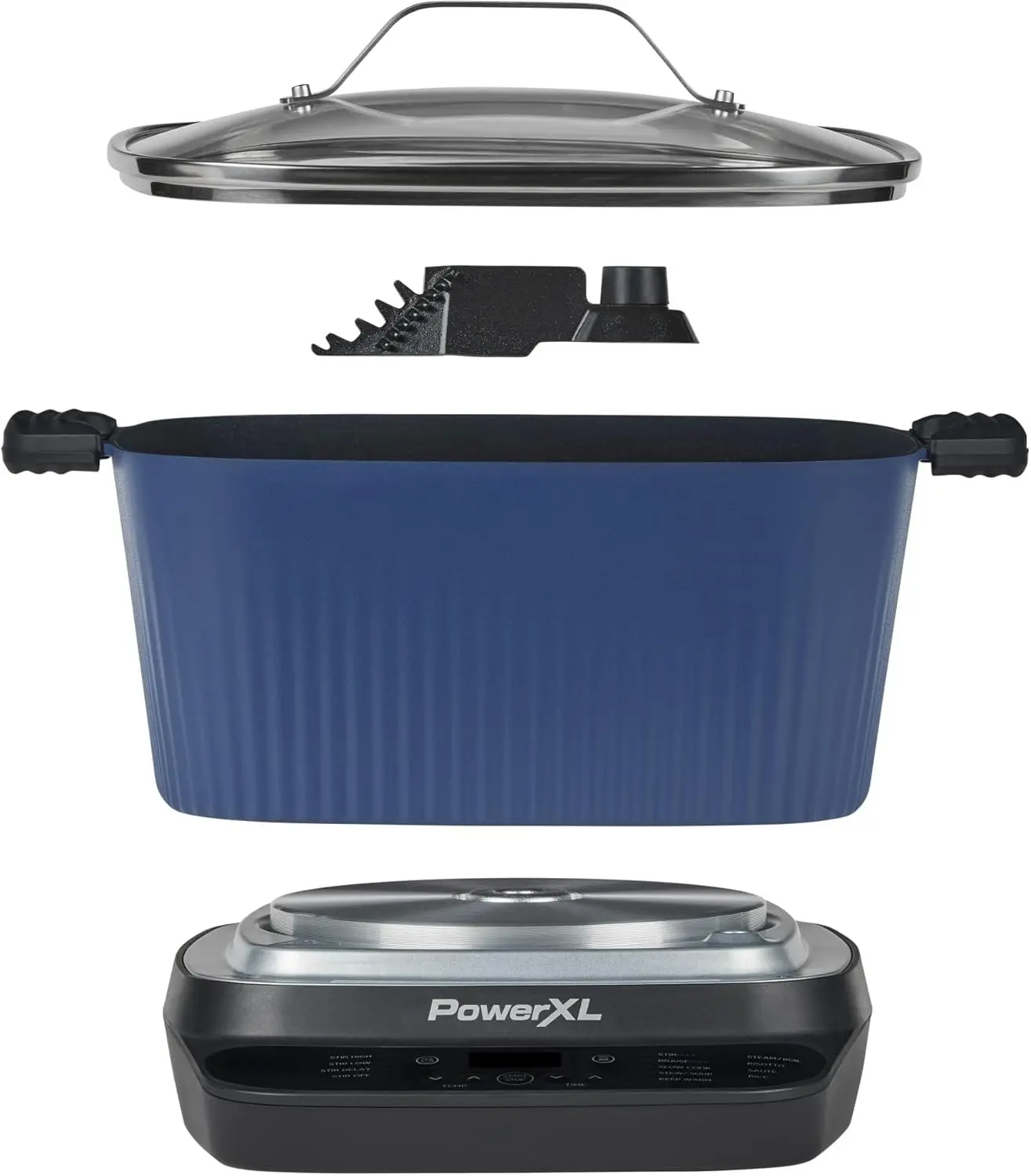STIRMAX Midnight Blue 7.5 Quart Digital Multi-Cooker with Automatic Paddle to Stir and Shred, 9 in 1 programmable presets to Sau