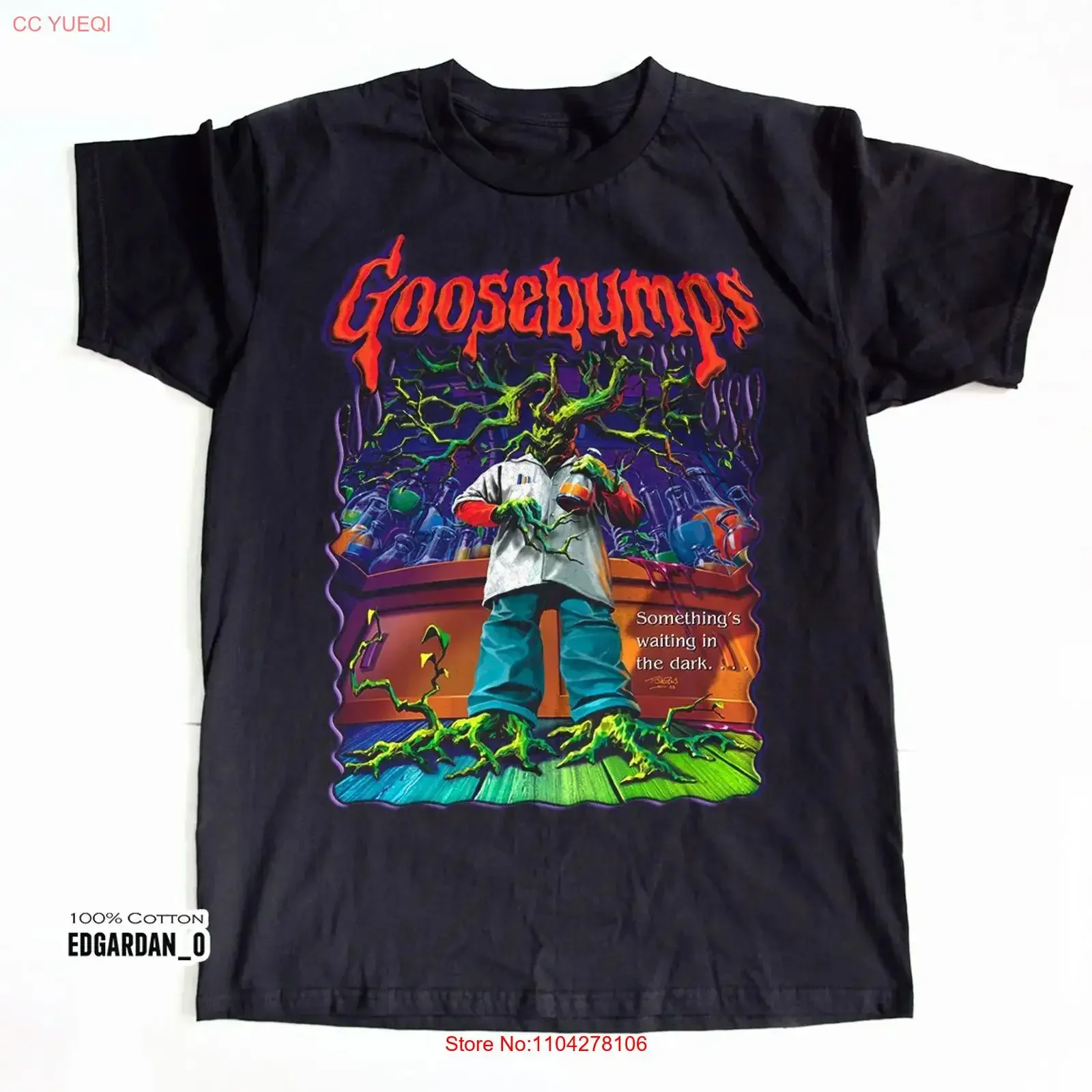 Goosebumps Something Waiting in The Dark Black T shirt Size S 5XL vintage Washed streetwear Versatile Comfortable graphic Soft