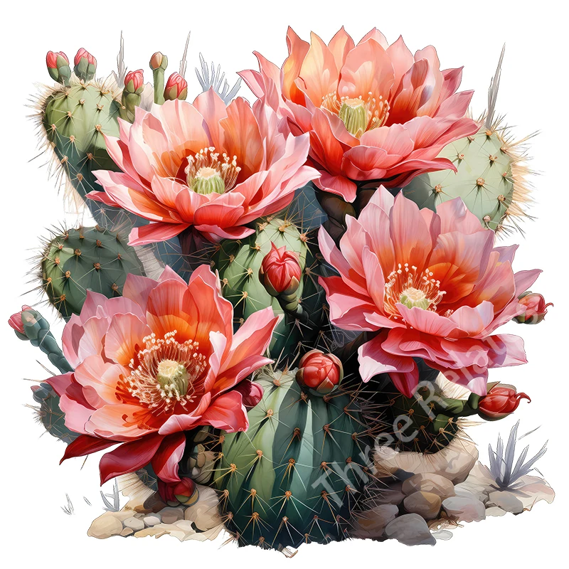 Three Ratels CJ9 Desert cactus flower stickers for home decoration self-adhesive stickers