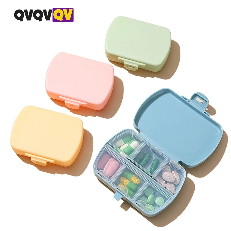 1PCS 6 Compartment Pill Box, Travel Pill Organizer for Pocket Purse, Daily Portable Vitamin Box, Fish Oil Box, Supplement Box