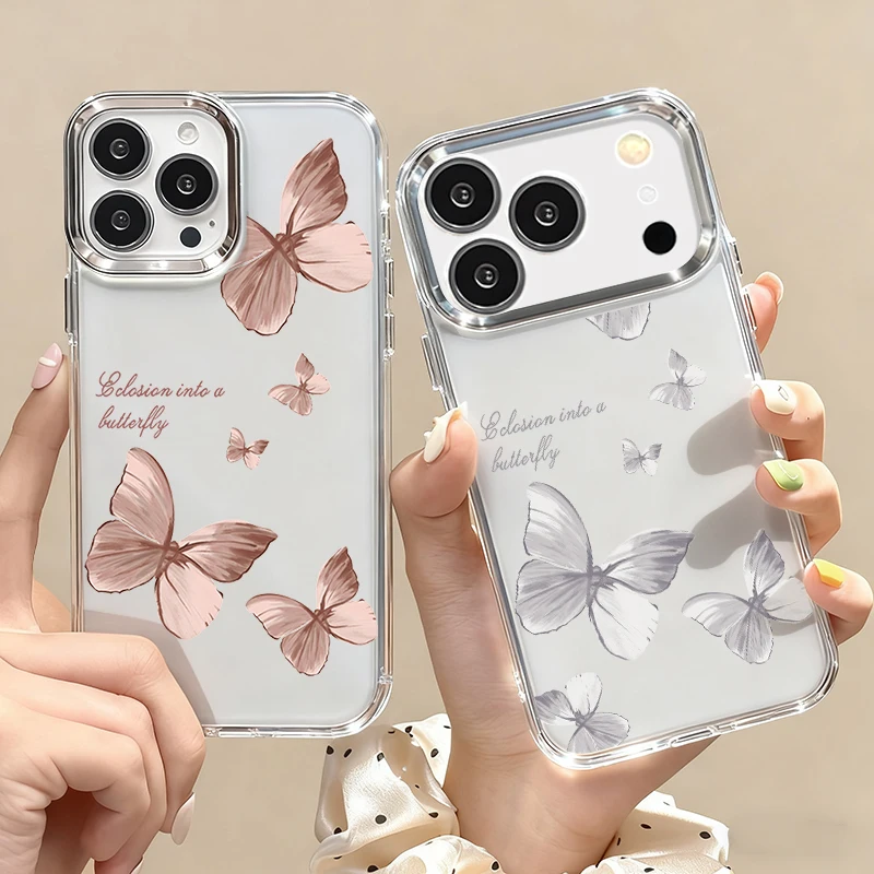 آيفون 17 برو ماكس حافظة تصفيح عدسة التطريز فراشة نمط غطاء ناعم ل فوندا آيفون 16 15 14 برو ماكس 13 12 11 الهواء #3