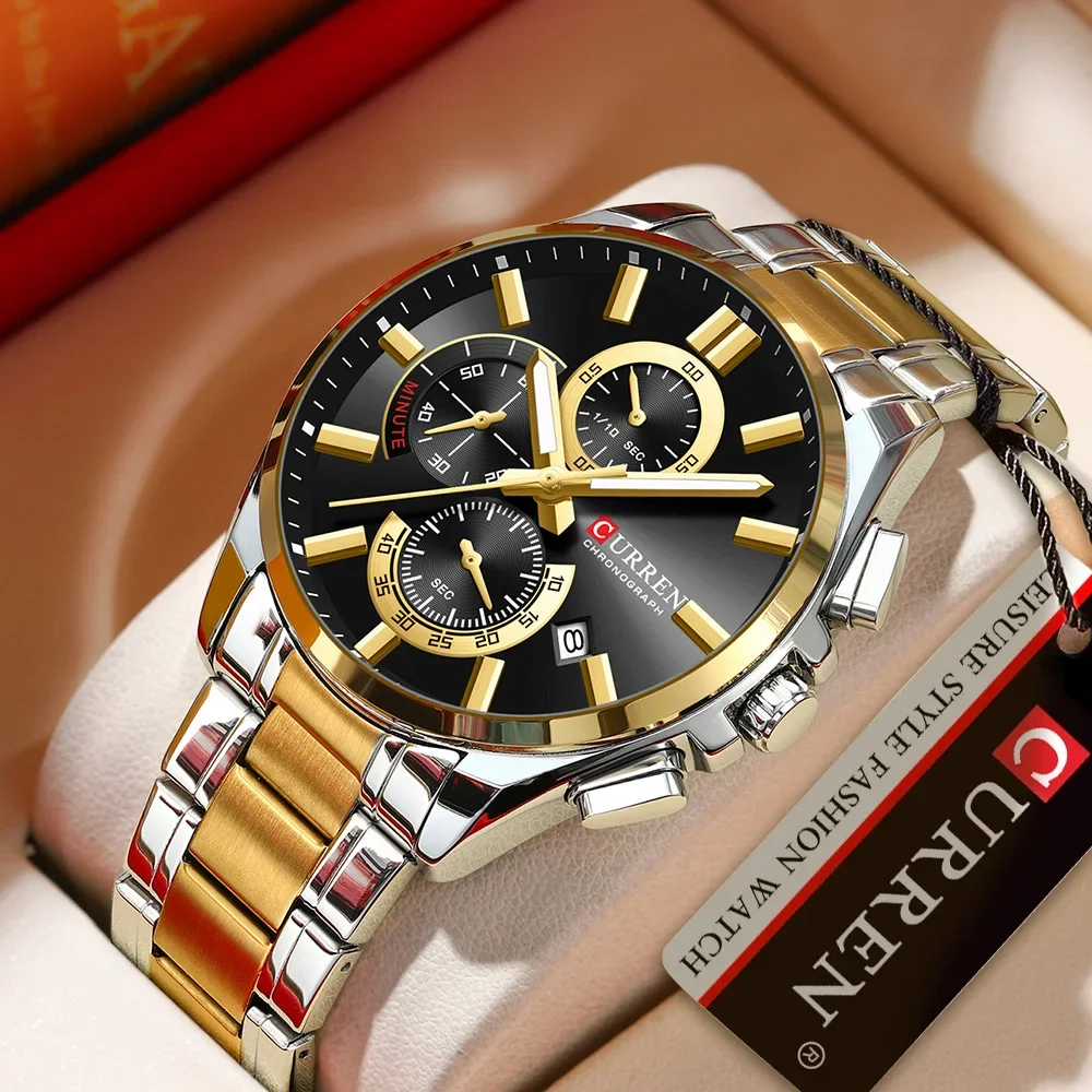 CURREN Brand 2025 New Men's Watches Top Luxury Quartz Watch For Men Auto Date Speed Chronograph Hardlex Mirror Watch