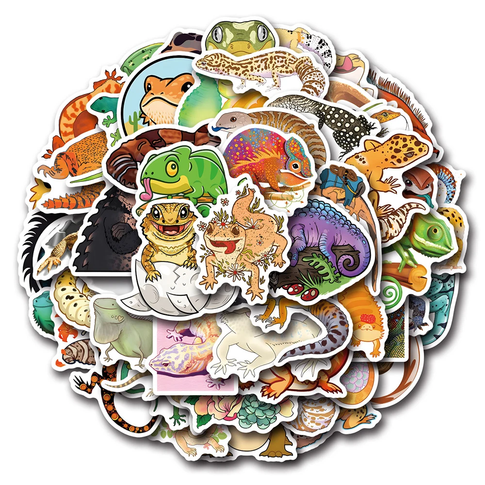 10/30/50/110PCS Cool Lizard Stickers Reptiles Funny Animals Decals Graffiti Kids Toys DIY Laptop Luggage Phone Fridge Suitcase