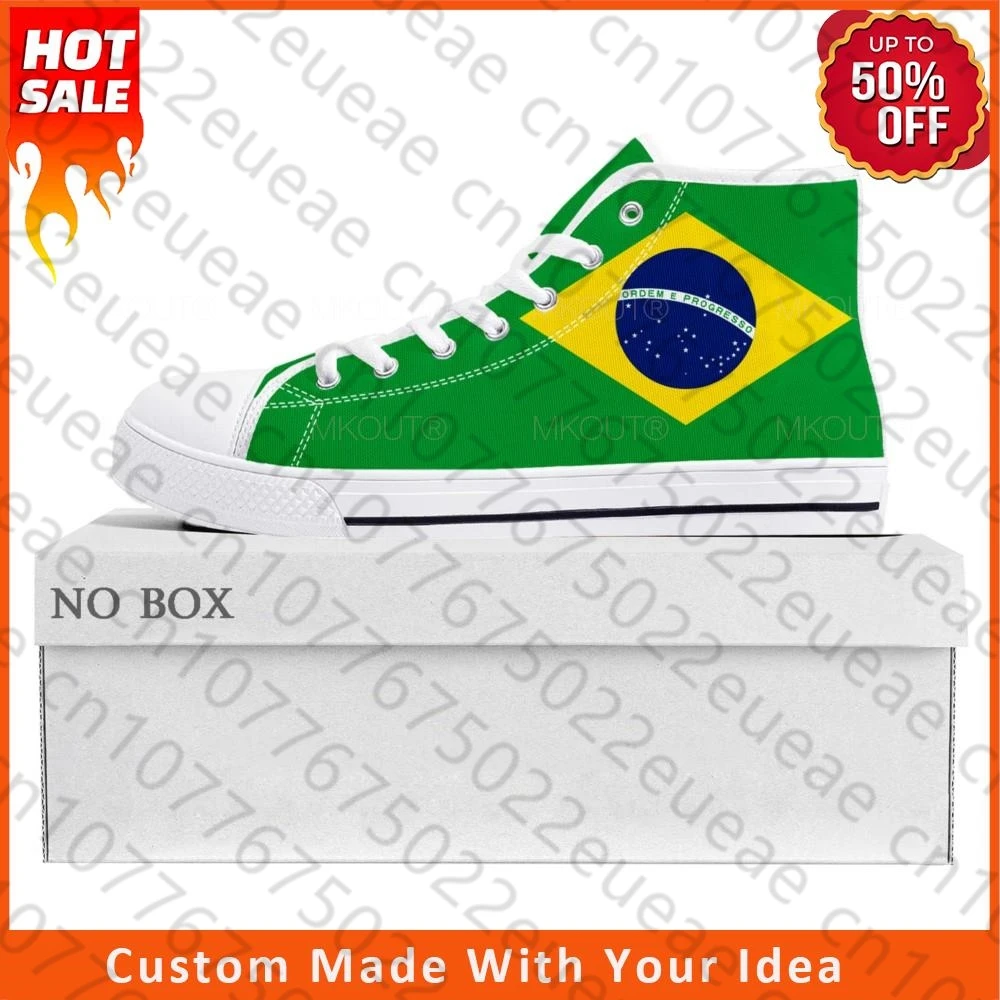 Brazilian Flag High Top High Quality Sneakers Mens Women Teenager Canvas Sneaker Brazil Football Casual Couple Shoes Custom Shoe