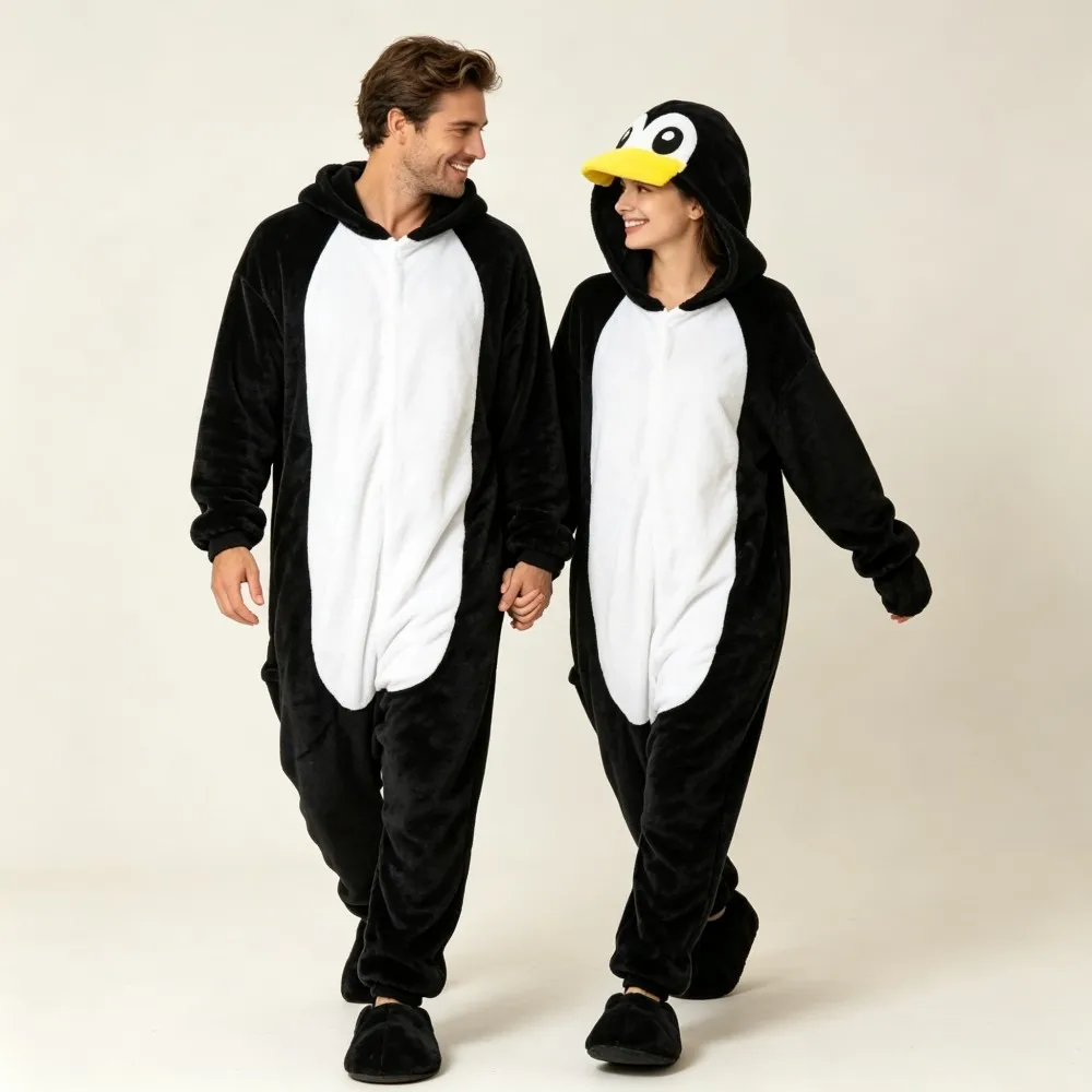 Kigurumi Adults Woman Pajamas Bunny Licorne Frog Penguin Cosplay Costume Winter Warm Man Onesie Sleepwear Pink Purple Green Pjs 6