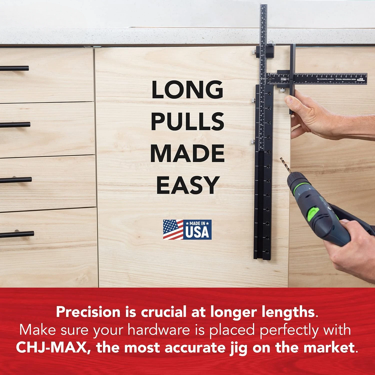 Cabinet Hardware Jig - Install Long Pulls and Shelf Pin Holes Hand Calibrated