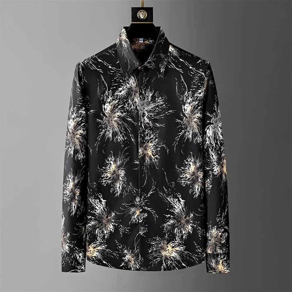 Camisa estampada de lujo para hombre, camisa informal de manga larga, moda Popular de alta calidad, ropa coreana para hombre, XS-6XL, envío rápido