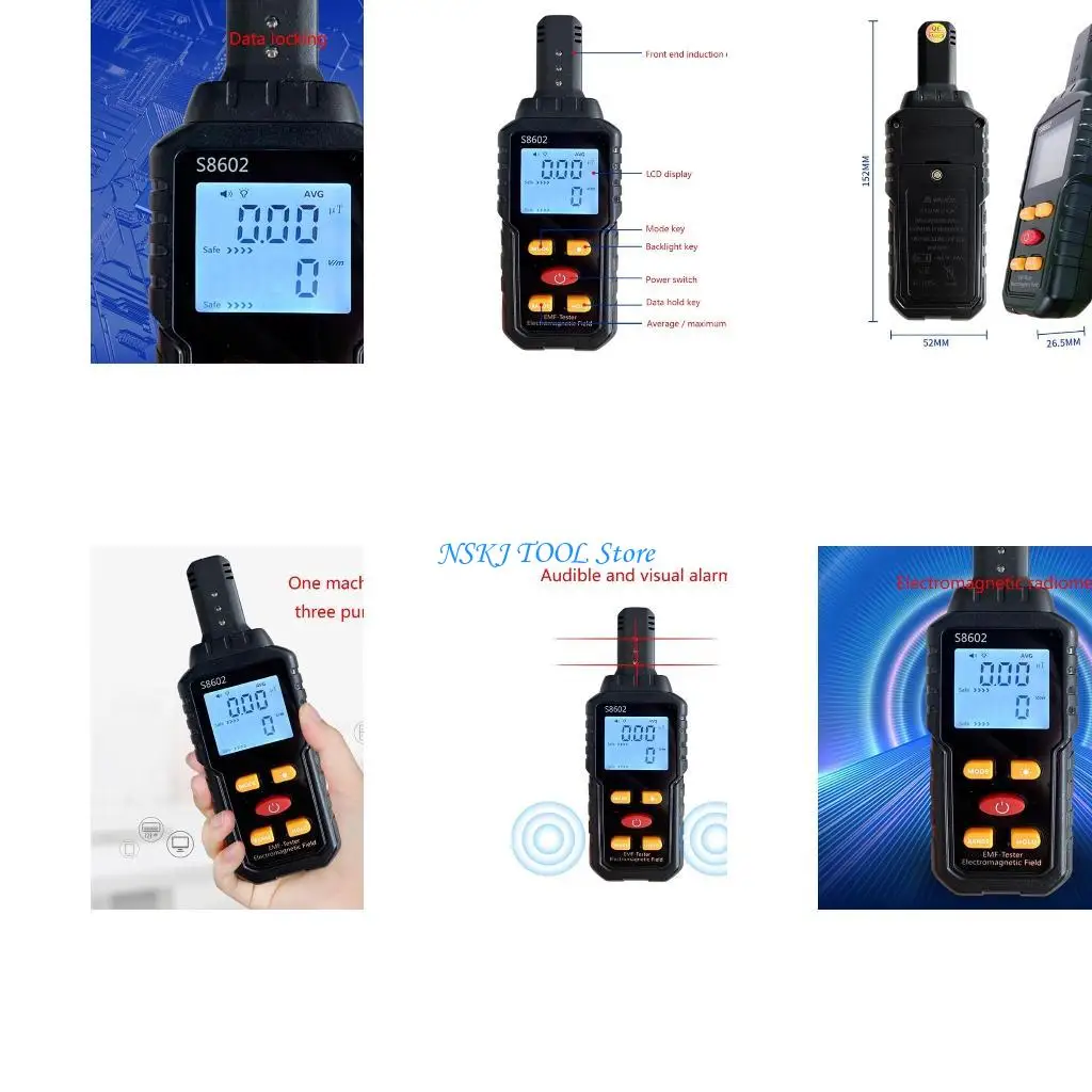 

L8RC 3-in-1 Electromagnetic Radiation Detector Temperature Detector EMF Inspection