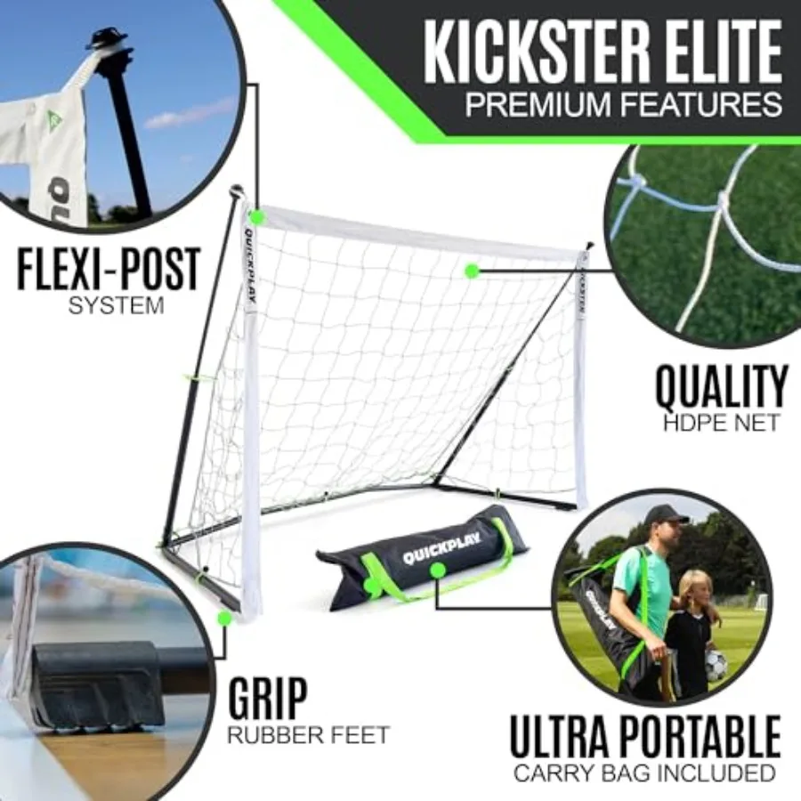 هدف كرة القدم المحمول QUICKPLAY Kickster Elite مع قاعدة مرجحة مدمجة للتدريب متعدد الاستخدامات على الأرض العشبية الصلبة أو العشب #6