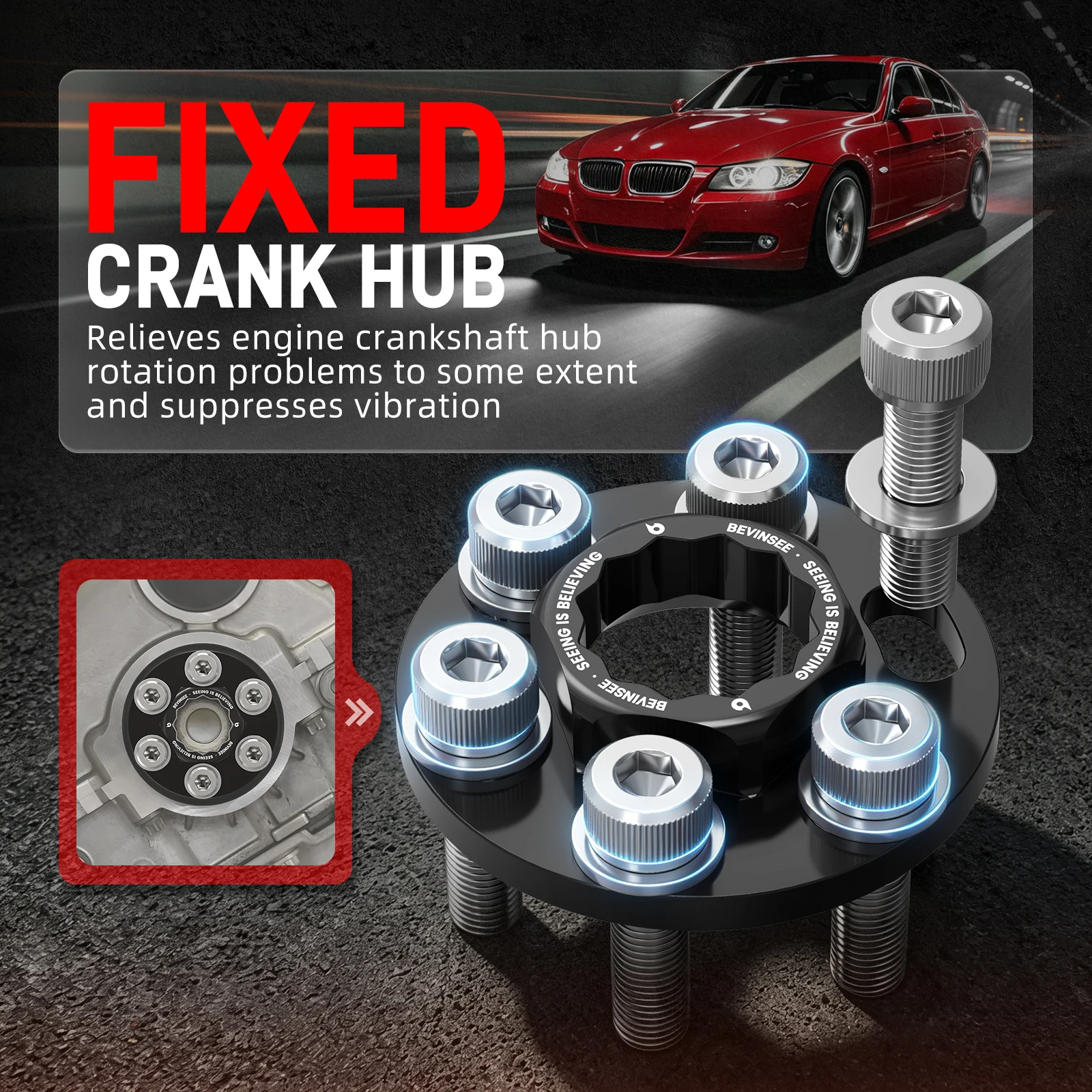 BEVINSEE Aluminum Crank Hub Bolt Capture Kit for BMW N54 Engine 1 Series 1M 3 Series E90 E92 E93 335i Z4 E89, Sturdy & Durable