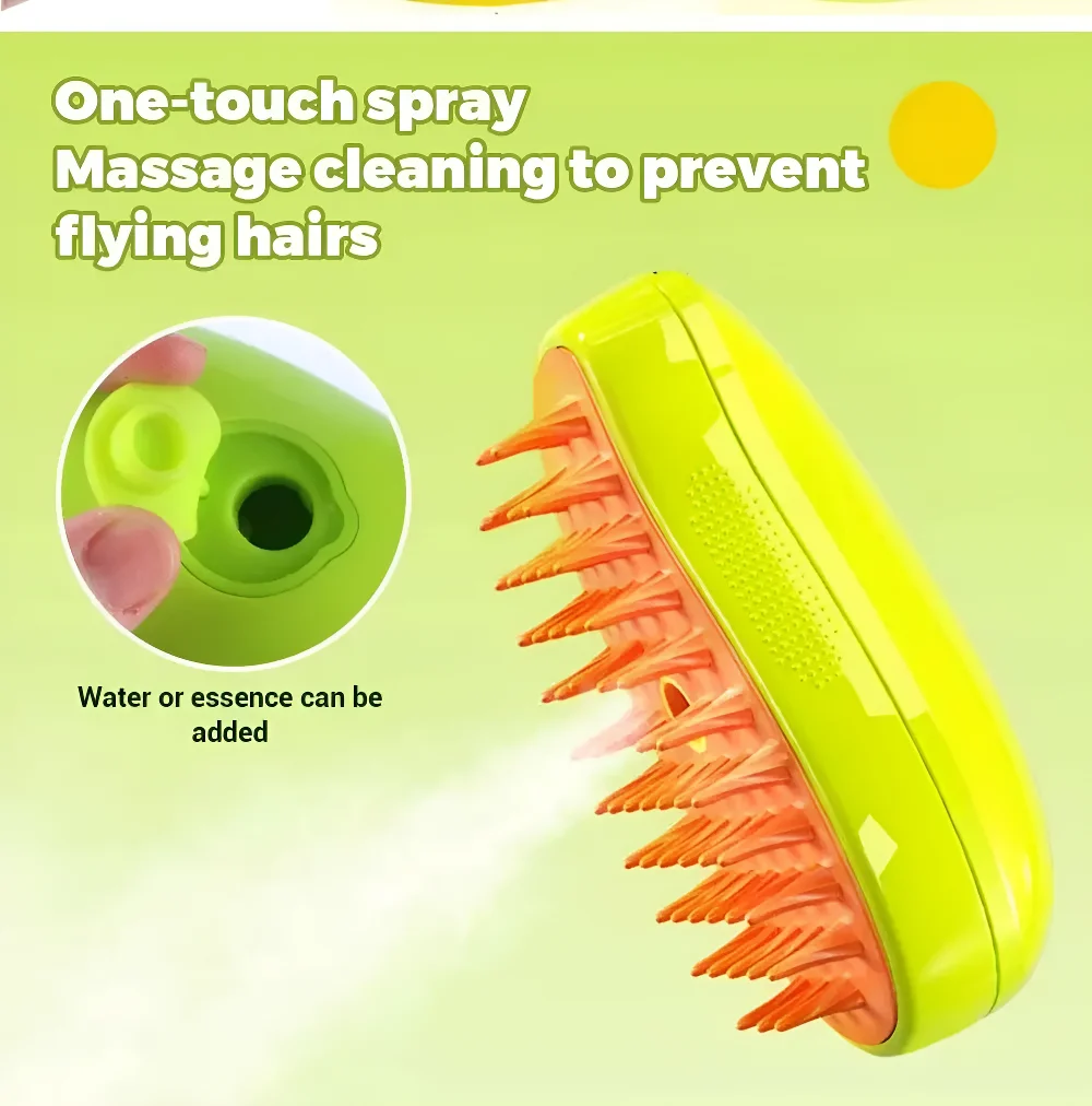 Brosse à Vapeur Électrique pour Chat, Pulvérisation d'Eau, Peigne pour Animaux de Compagnie, Épilation en Silicone Souple, Bain, Poils, Fournitures de Toilettage