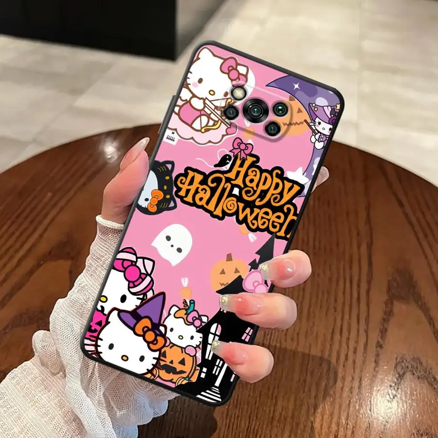 Custodia morbida per telefono posteriore per Xiaomi Poco F3 F4 F5 M5 X3 X4 X5 M3 M4 Pro C65 C51 C50 Rosa Hello Kitty Halloween