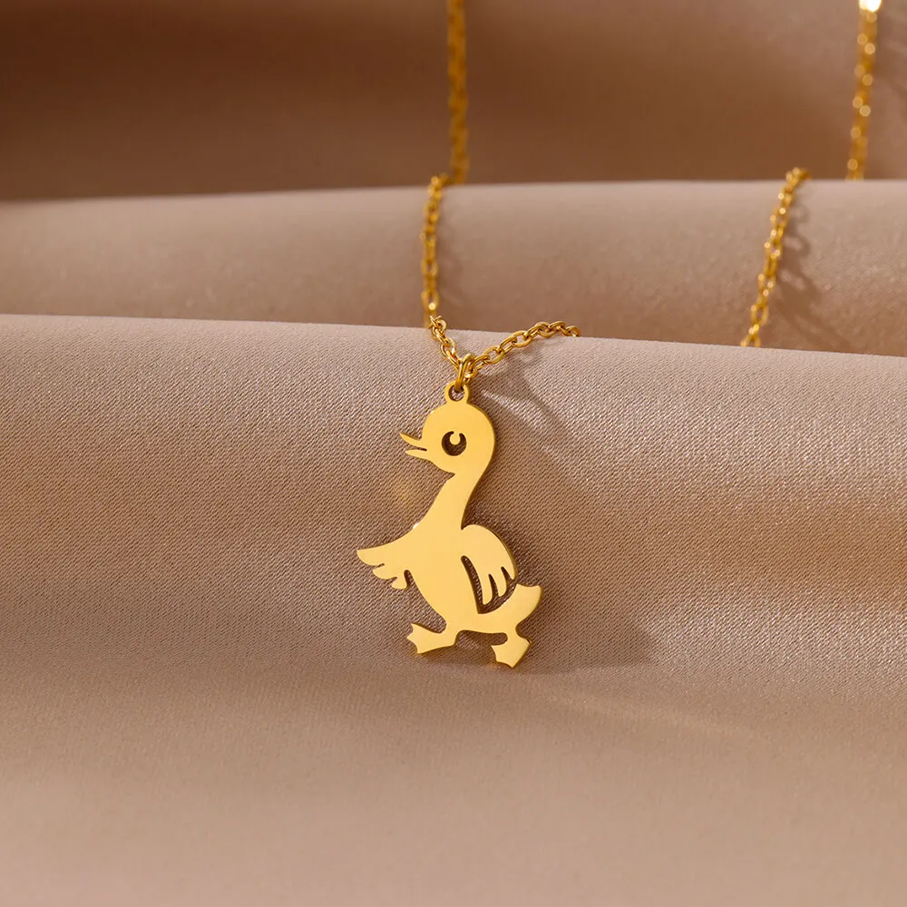 Gold Color Stainless Steel Duckling Necklace Cute Necklaces For Women Minimalist waterproof Everyday Wear Jewelry accessories