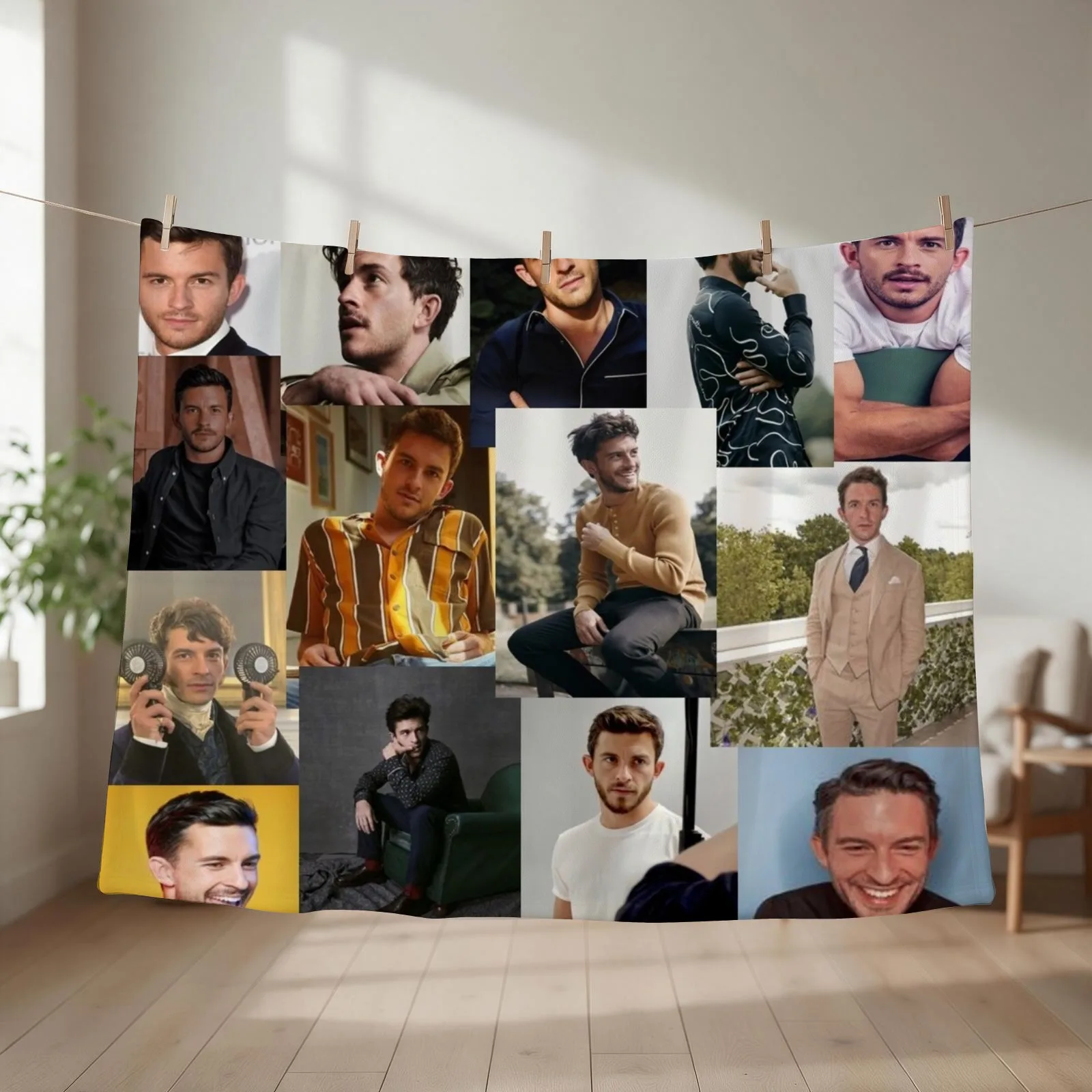 Jonathan Bailey pic collage Throw Blanket couch cozy soft plush fuzzy picnic outdoor blanket