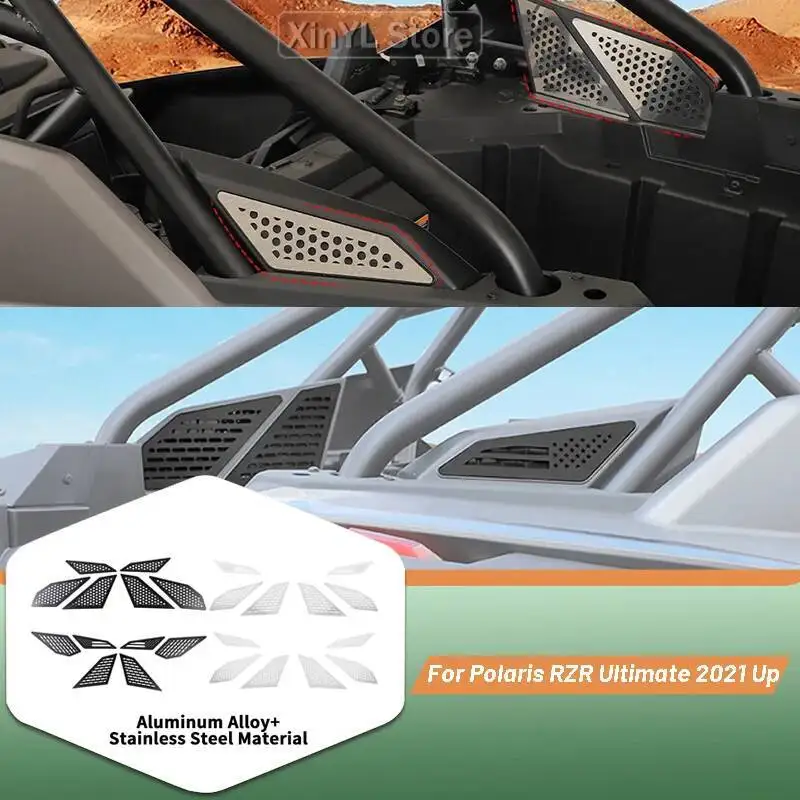 UTV Metal Engine Air Intake / Clutch Vent Grill Cover Kit For Polaris RZR PRO XP Ultimate 2021 Up Car Exterior Accessories