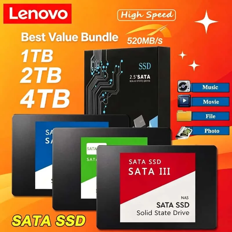 

Lenovo 4TB External SSD USB 3.0 Portable Solid State Drive 540MB/s Shockproof Metal Casing External Hard Drive For PC Laptop